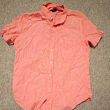 J.CREW Men's Pink Solid Short Sleeve Cotton Woven Point Collar Button Up Shirt picture