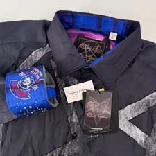 Robert Graham Motley Crue Shirt Mens XL Black Merry Go Round Crystal Skull NWT picture