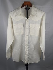Vintage 70s Levis Gentlemans Jeans Cotton Linen Western Shirt White Tab Size L picture