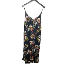 Lovestitch Floral Ikat Maxi Dress Black Multi Color Spaghetti Strap One Size picture