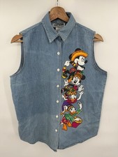 Vintage Mickey Unlimited Jerry Leigh Denim Top Women Size Medium Screenprint picture