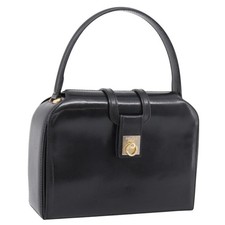 CELINE Hand Bag Leather Black Gold Auth BA16398 picture