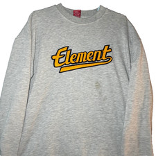 Vintage Y2K Element Skateboards Crewneck Sweatshirt Large Gray Embroidered Logos picture