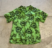 True Vintage 50’s La Rosa SF Floral Button Up Green Men’s Cotton Large USA picture