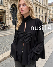 ZARA NEW WOMAN OVERSIZE FROG FASTENING BLOUSE BLACK S,M,L 5070/492/800 picture