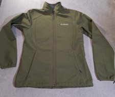Columbia Women's Olive Green Softshell Jacket Fleece Lined Full Zip Outdoor Smal picture