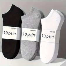 10 Pack Unisex Ankle Socks Breathable Lightweight Comfort Fit Sports Daily Wear picture