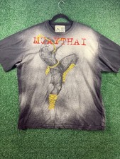 Vintage Y2K Human Fight Muay Thai T-Shirt Mens XXL Thailand Fighter Graphic picture