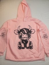 Pink highland cow graphic hoodie picture