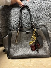 Coach Dreamer Metallic Graphite Leather Satchel Crossbody Bag with Strap picture