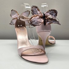 Vintage Colin Stuart Butterfly Heels Women 7.5 Blush Pink Leather Y2K Fairycore picture