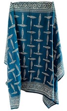 Indigo Fish Handblock Print Cotton Beach Coverup Pareo Sarong for Women picture