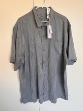 Tommy Bahama Shirt Mens 3XL Silk Floral Hawaiian Gray  Button Up, NEW picture