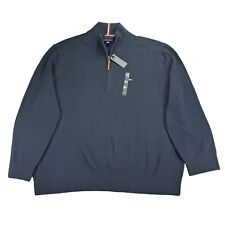 Tommy Hilfiger Mens Big & Tall Signature Solid 1/4-Zip Sweater Navy Blue 3XL picture