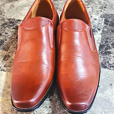 Marco Ferrara Men’s Brown Leather Slip-On Dress Loafer Square Toe Size 10 picture