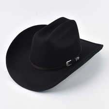 Unisex Western Cowboy Hat Vintage Leather Wide Brim Cowgirl Ranch Fedora Cap Hat picture