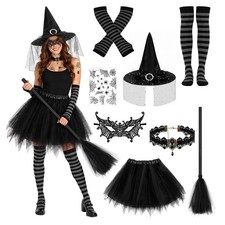 Yotako Witch Costume Women, 8 PCS Halloween with Hat Standard, Black picture
