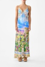 CAMILLA Blue Garden Floral Print Silk Maxi Dress /Size S picture