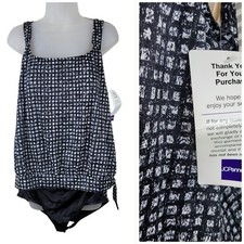 NEW Le Cove One Piece Swimsuit Size 14 Nylon Bathing Blouson Black Wireless  picture