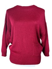 Tumbleweeds Women's Sweater Pullover 3/4 Sleeves 1 pocket Dk Red Sz L Classic picture