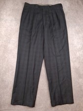 Vintage Lanificio Di Tollegno Wool Dress Pants Mens 34 Classic Wide Plaid Italy picture