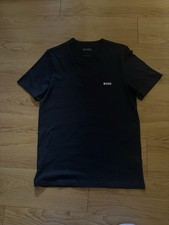 BOSS Men's Black Solid Crew Neck Short Sleeve Logo T-Shirt Size S picture