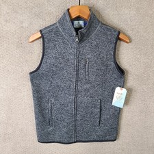 Class Club Vest Women 10/12 Gray Fleece Full Zip Pockets Heathered Polyester NEW picture