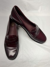 G.H. Bass Weejuns Flat Strap Women’s Burgundy Leather Penny Loafers Size 11M picture