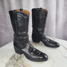 Rare Vintage Lucchese Classics Black Size 9 D Mens Western Cowboy Boots picture