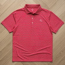 🔥Rhoback Men's Ohio State Polo L-Red Stretch Moisture Wicking Gameday Shirt L picture