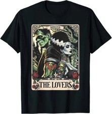 Monster Frankenstein & Bride Lovers Tarot Card Gothic Horror T-Shirt picture