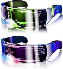 LED Visor Glasses, 2pcs LED Light Up Glasses Neon Luminous Glasses 7 Color 5 Mod picture
