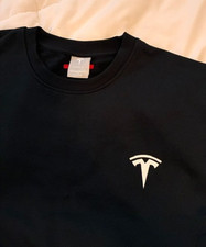 3 Count Official Black Tesla Unisex Crewneck Sweatshirt Embroidered Logo Size S picture