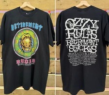 1996 Ozzy Osbourne Retirement Sucks Tour 2 side tee Black Unisex T-Shirt picture