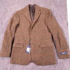 Polo Ralph Lauren Mens Wool Plaid Sport Coat Blazer Brown Custom Fit NWT picture