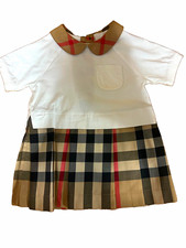 Burberry Girls Plaid Collared A-Line Dress 14-16 Short Sleeve Pleated Pockets picture