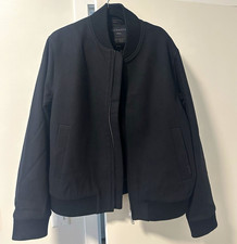 AllSaints Deceit Bomber Jacket Black Mens L Full Zip Band Collar picture