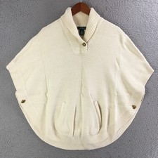 Lauren Jeans Co. Ralph Lauren Poncho Sweater Womens Medium Cotton Blend Cream picture