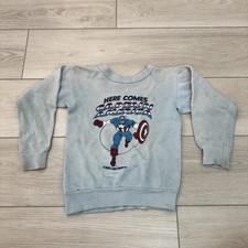 Vintage Camptain America Youth Kids Sweatshirt Sweater Thrashed 70s 1970s picture