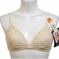 Vintage Vanity Fair 38C Softwear Essentials Lace Bralette Champagne Y2K New picture