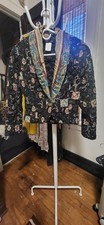 Vintage 1988-93 Carole Little Quilted Black- Multicolor Mosaic Paisley Jacket 10 picture