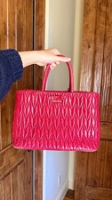 Miu Miu Red Leather Top Handle Handbag Gold Logo Hardware picture