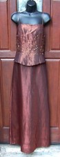 DAVE & JOHNNY VINTAGE SHIMMER COPPER FORMAL DRESS SPAGHETTI STRAP PROM 9-10 NWOT picture