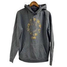 Allsaints Posie OTH Hoodie Men’s XS Nutopia Mushrooms Gray Distressed Cotton picture