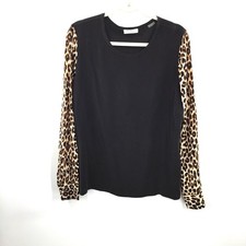 NEW Equipment Femme Liam silk blouse Black Cheetah Print Top bold mob wife L picture