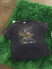 Stoner Wizard Dragon Battle Oversized Metal Tee Black XL picture