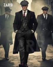 Mens Black Tweed 3 Piece Suit Peaky Blinders 1920s Wedding Custom Tailored picture