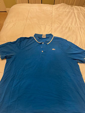 Lacoste Sport Men's Blue Solid Knit Short Sleeve Polo Crocodile Logo Sz 9 picture