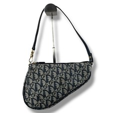 Christian Dior Trotter Saddle bag Accessory pouch  Handbag Canvas Leather Navy picture