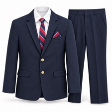 IZOD Class club big boy Size 16/18 Navy Blue 5-Piece Suit Blazer Pants Shirt Tie picture